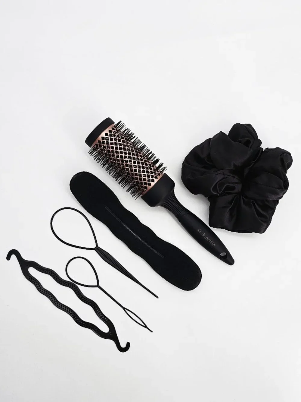 Hair Styling Tools & Accessories Set with Round Brush